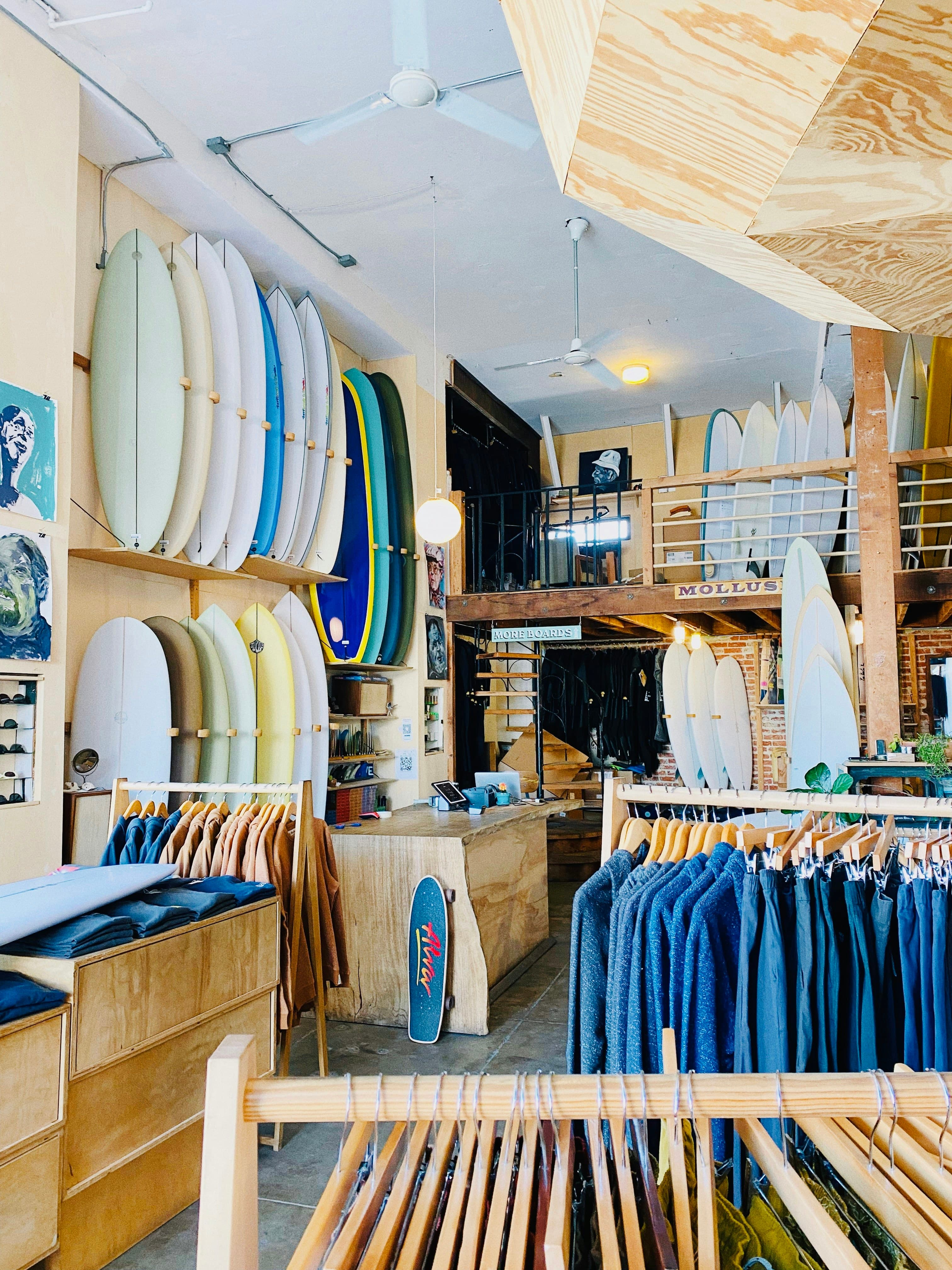 Surf shop filled with surfboards